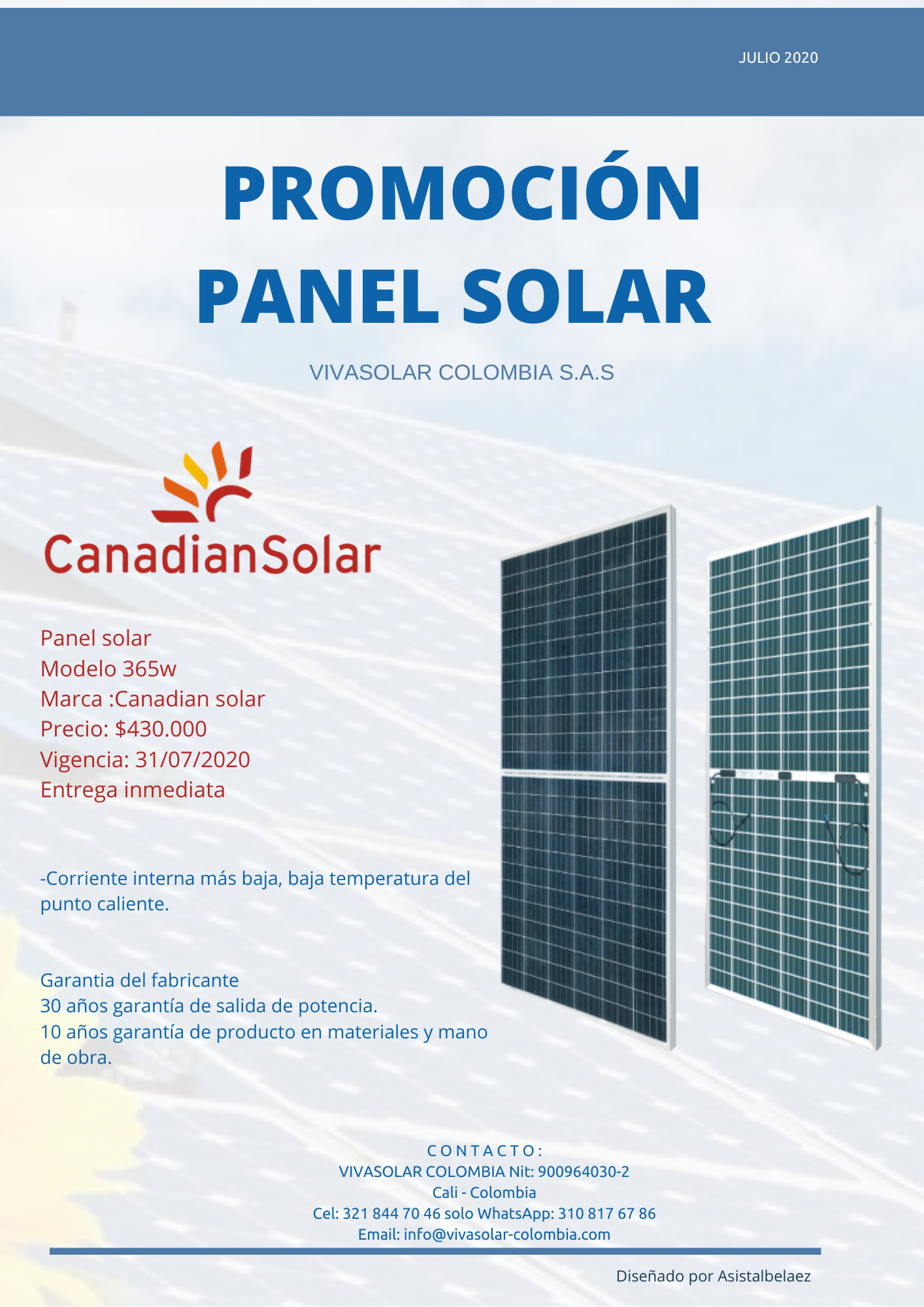 Promoción panel solar 365W